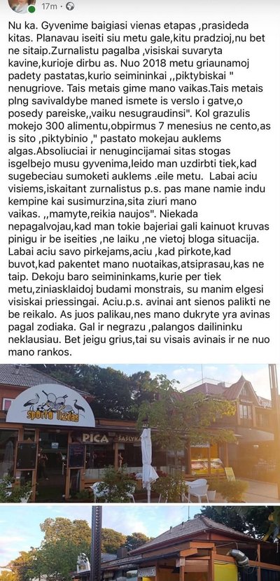 Birutės Navickaitės įrašas socialiniuose tinkluose