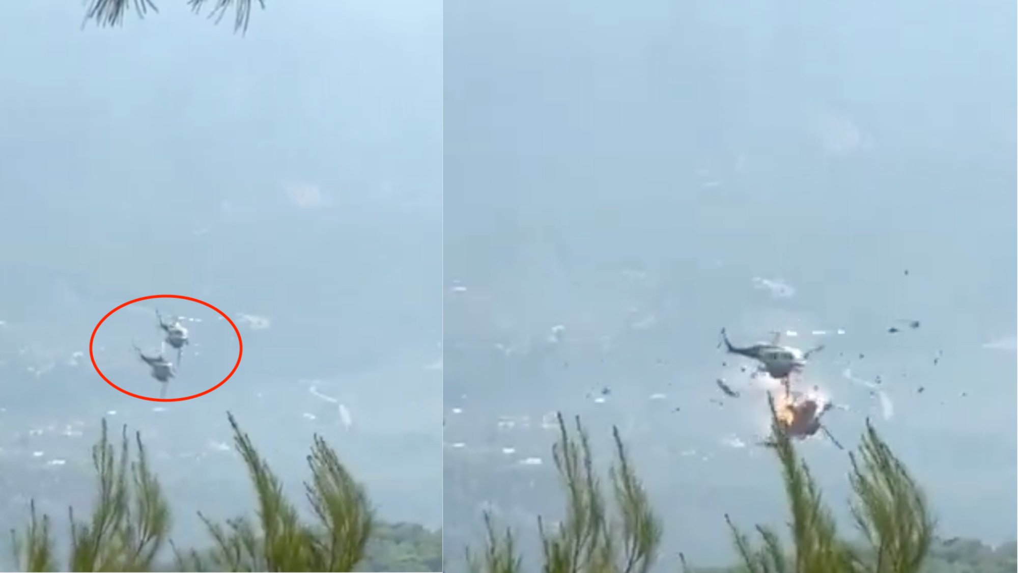 Two firefighting helicopters collide in Greece amid raging wildfires