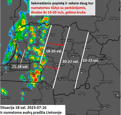 Numatomos audros Lietuvoje liepos 16 d., nuotr. Orai ir klimatas Lietuvoje