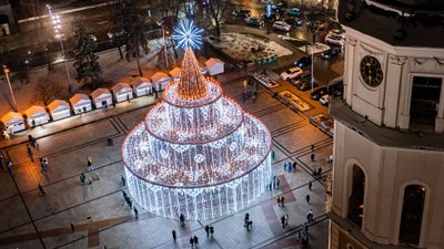 Vilniaus Kalėdų eglė iš paukščio skrydžio