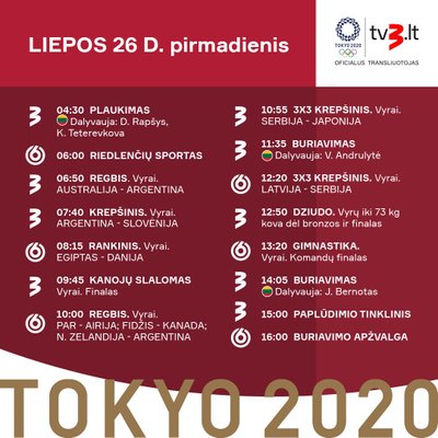 Liepos 26-osios tvarkaraštis