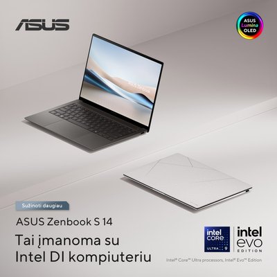 ASUS „Zenbook S 14“ kompiuteris su dirbtiniu intelektu