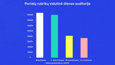 Portalų rubrikų vidutinė dienos auditorija