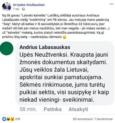 Arvydo Anušausko "Facebook" įrašai