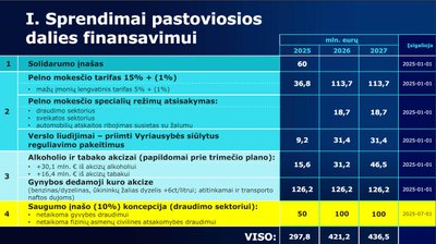 Sprendimai pastovios dalies finansavimui