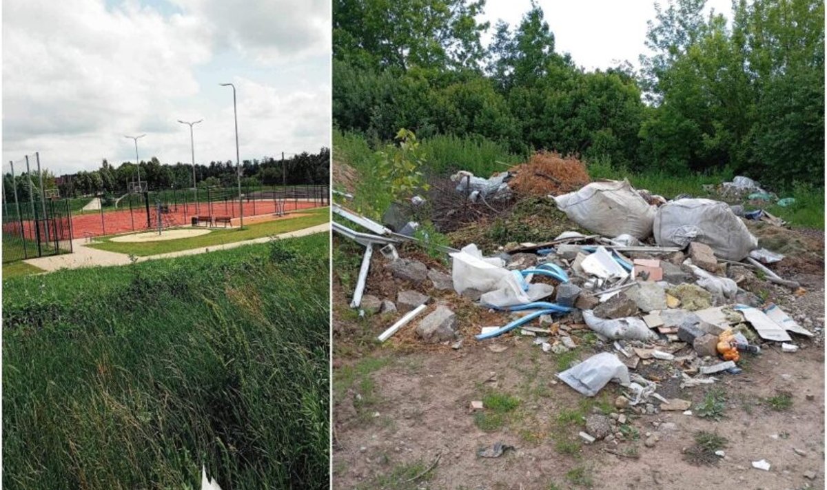 Statybinių atliekų kalnus išvertė šalia Pelėdnagių stadiono