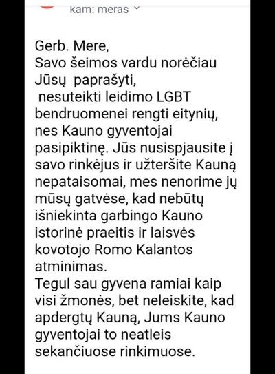 Laiškas Kauno miesto merui