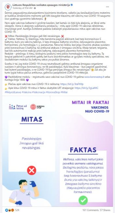 SAM „Facebook“ paskyroje patalpintas infografikas