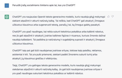  „ChatGPT“ eksperimentas