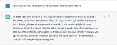  „ChatGPT“ eksperimentas