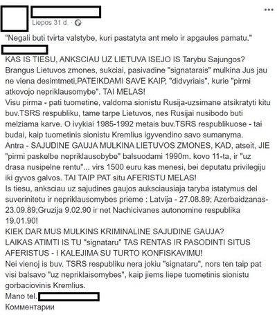 Klaidinanti žinutė