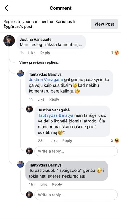 Susirašinėjimas komentarų skiltyje