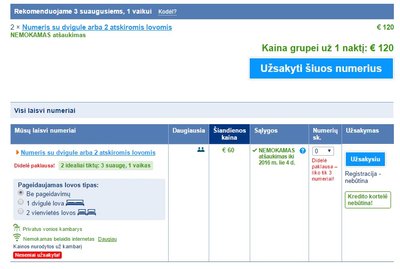 „Booking.com“ rodomos nakvynės kainos