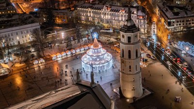 Vilniaus Kalėdų eglė iš paukščio skrydžio