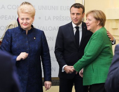 Dalia Grybauskaitė, Emmanuelis Macronas, Angela Merkel