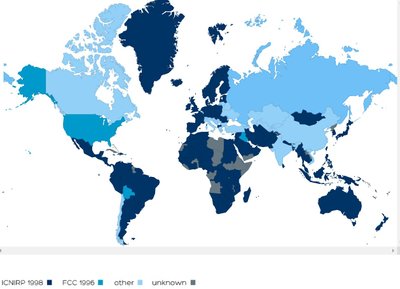 Asociacijos GSMA pateiktas žemėlapis, kuriame pavaizduoti EMB srauto galingumo standartai