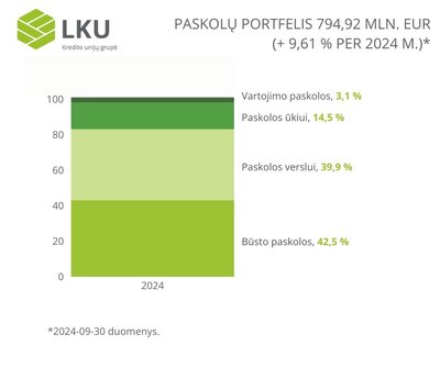 LKU kredito unijų grupės paskolų portfelio struktūra