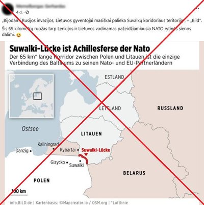 Socialiniuose tinkluose plinta klaidinga informacija apie Suvalkų koridorių