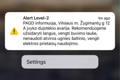 Pranešimas apie dujotiekio avariją Vilniuje