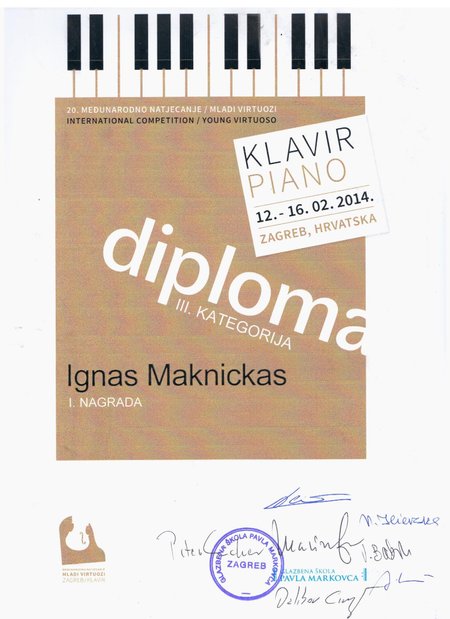 Igno Maknicko Zagrebe iškovotas diplomas 