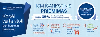 ISM išankstinio priėmimo reklama