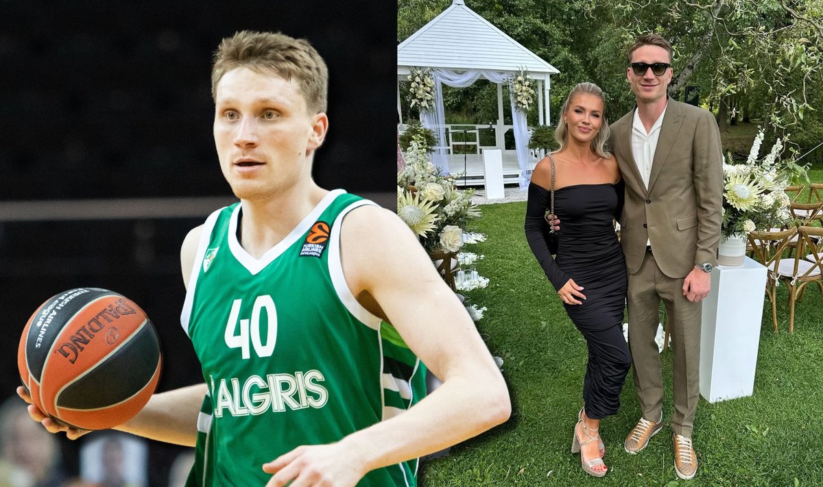 Krepšininkas Marius Grigonis su žmona Salomėja