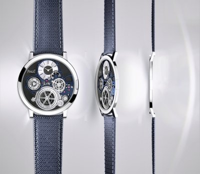 „Piaget Altiplano Ultimate Concept“ – ploniausias pasaulyje ranka prisukamas mechaninis laikrodis. Korpusas iš hi-tech kobalto lydinio, diametras 41 mm, storis 2 mm. Ranka prisukamas mechanizmas „Piaget 900P-UC“, galios atsarga ~40 val. ©Piaget