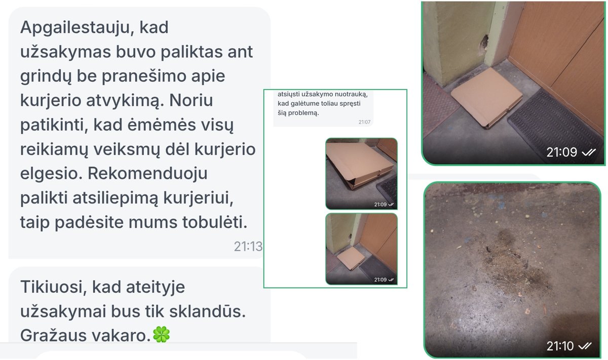 Susirašinėjimo su „Bolt Food“ ekrano nuotraukos