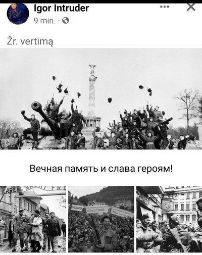 Okupacinę sovietų kariuomenę šlovinantis Igor Boreiško įrašas feisbuke