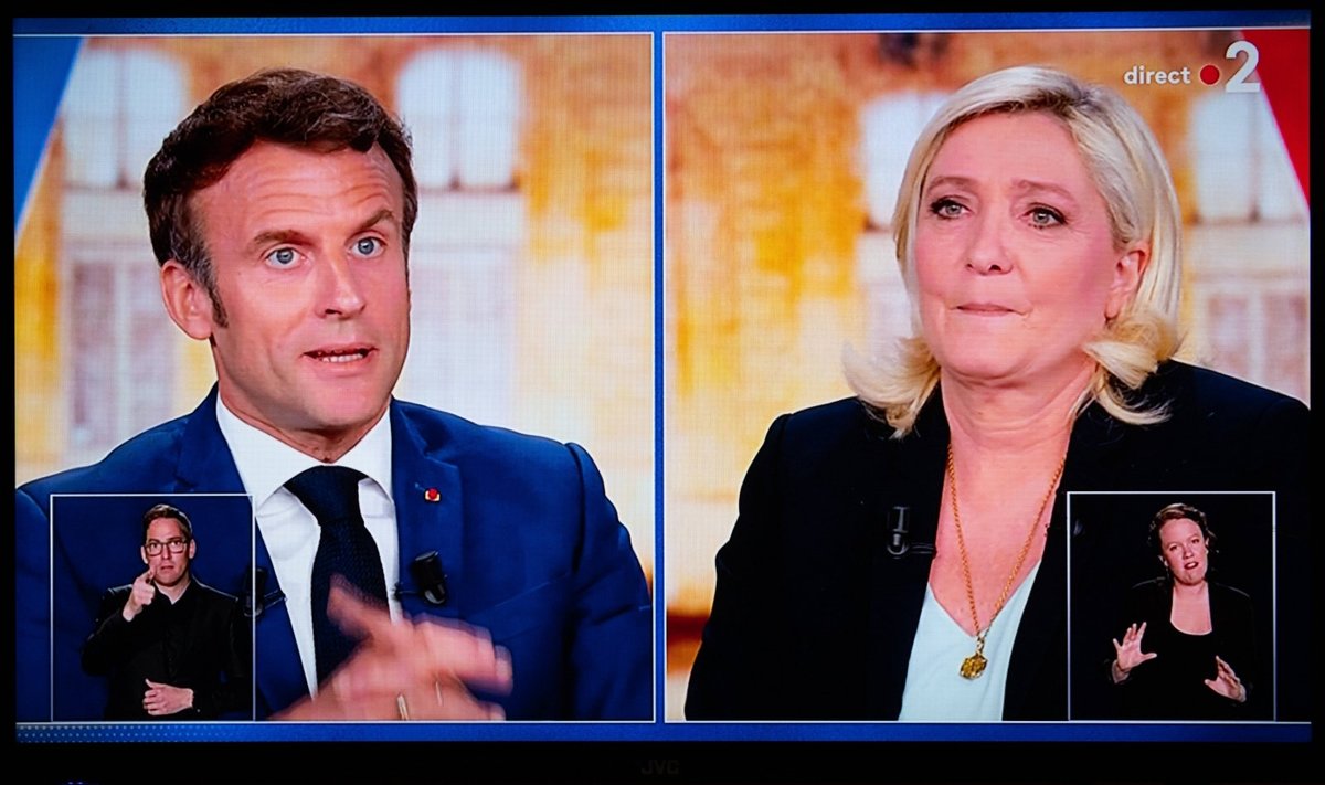 E. Macronas ir M. Le Pen dalyvavo televizijos debatuose