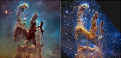 Kūrinijos stulpai Erelio ūke. Pillars of Creation. NASA nuotr.