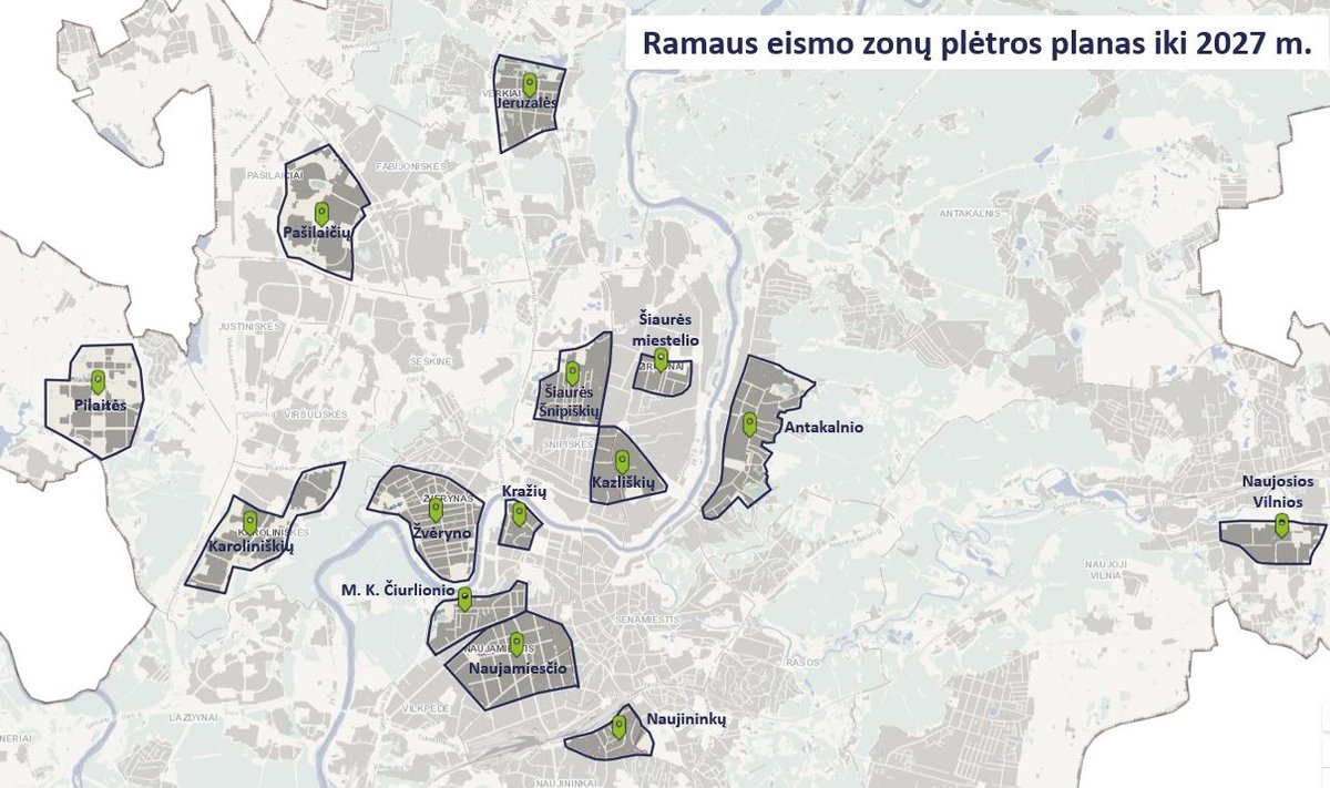 Vilniuje planuojamos ramaus eismo zonos