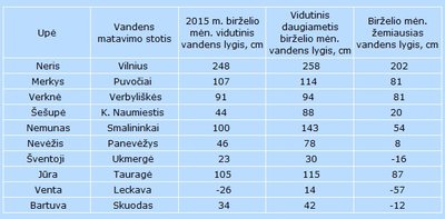 Birželio mėnesio vandens lygis