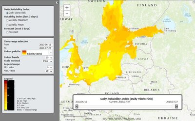 Vibrio bakterijų paplitimo žemėlapis