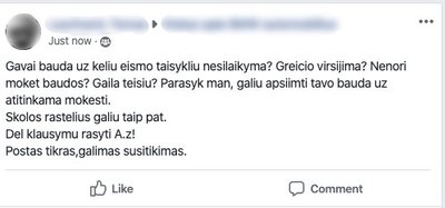 Internete sklando pasiūlymai parduoti baudas už Kelių eismo taisyklių pažeidimus