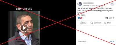 Socialiniuose tinkluose platinama informacija, kad „BioNTech“ vadovui neleidžiama skiepytis nuo COVID-19