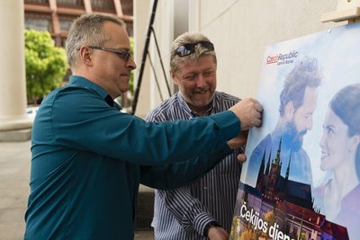 The Czech ambassador, Bohumil Mazánek  and Petr Vavra getting the stories right on Czech Day in Vilnius  Photo © Ludo Segers @ The Lithuania Tribune