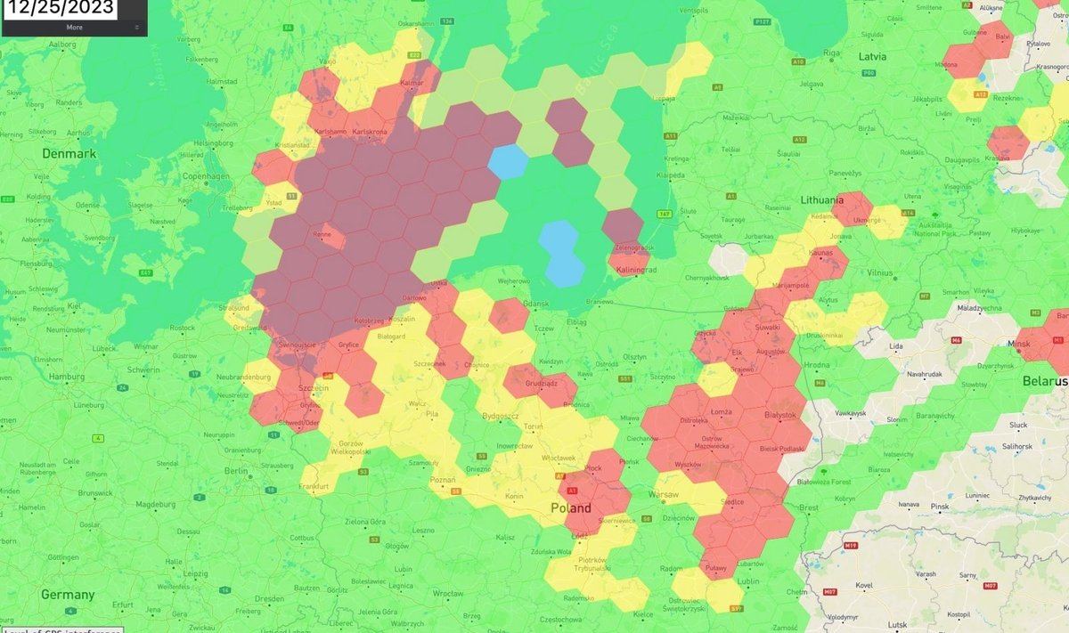 GPS signalo slopinimas virš Baltijos jūros