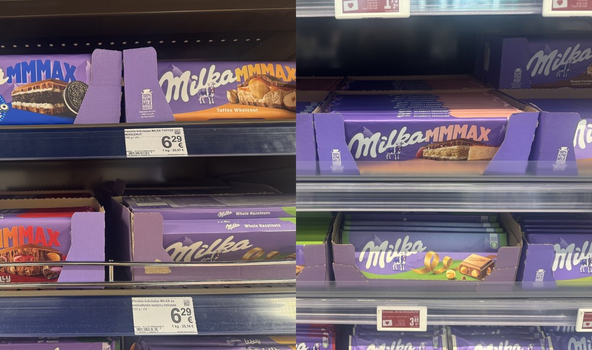 ?Milka“ ?okolado kainos prekybos tinkl? parduotuv?se Lietuvoje