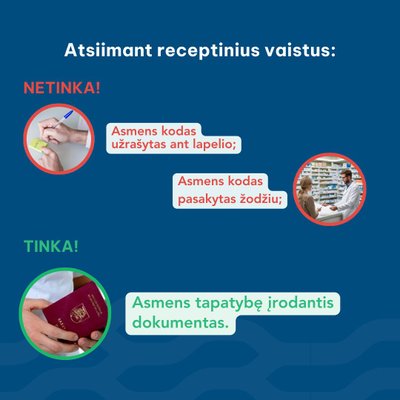 Sveikatos apsaugos ministerijos priminimas, ką reikia žinoti, atsiimant receptinius vaistus vaistinėje