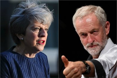 Theresa May ir Jeremy Corbynas