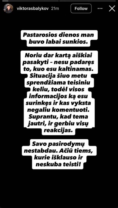 Viktoro Balykov žinutė