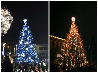 Panevėžio (kairėje)  ir Šiaulių eglutės