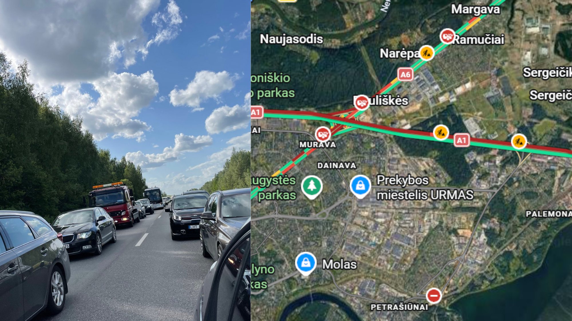Kaunas gridlock: Kilometers-long traffic jams and accidents plague highway