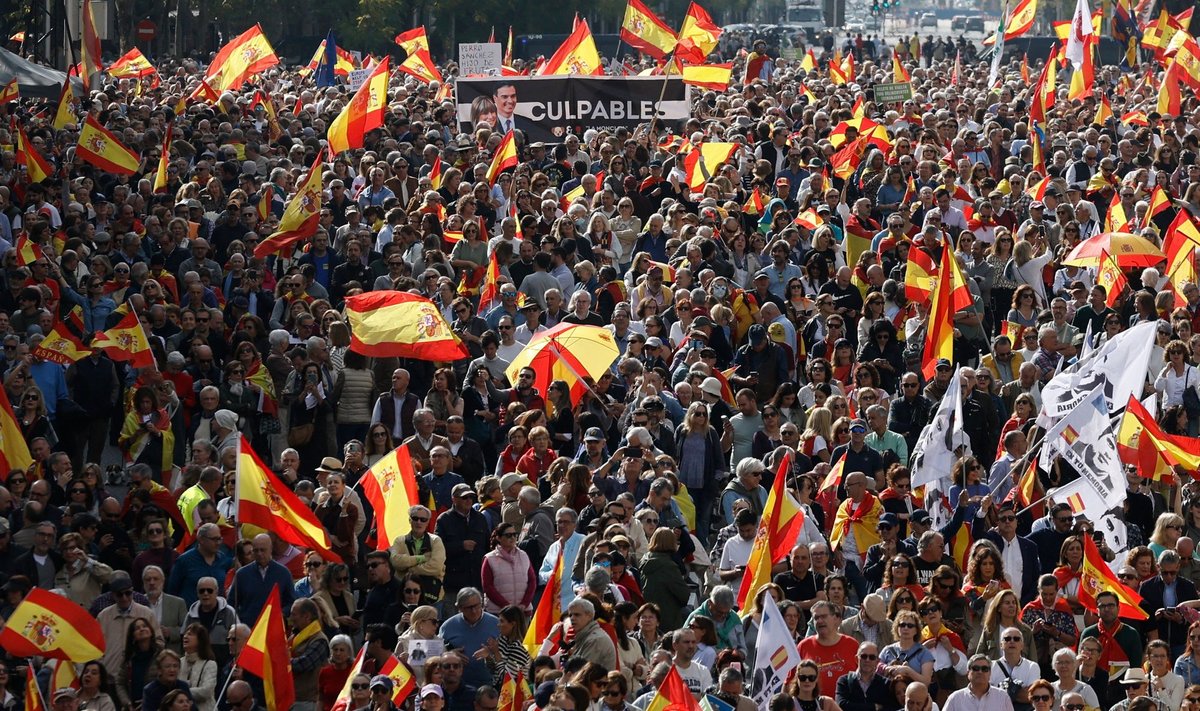 Protestas prieš Pedro Sanchezo vyriausybę Ispanijoje