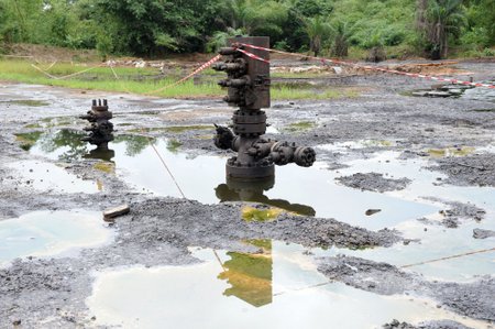 Kompanijos "Shell" naftos įsiurbimo įrenginys Nigerijos deltoje