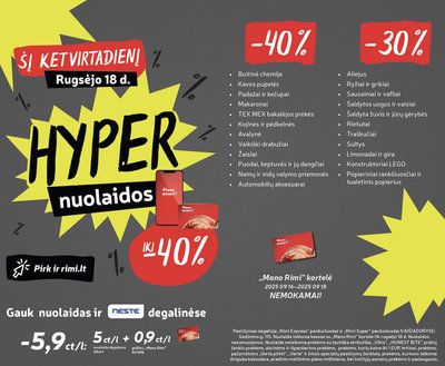 Nepraleiskite: rugsėjo 18 d. vienos dienos „Rimi“ HYPER nuolaidų ...