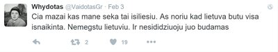 V.Grincevičiaus įrašas „Twitter“ socialiniame tinkle