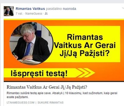 Rimanto Vaitkaus testas feisbuke