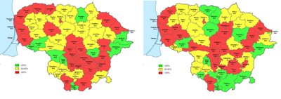 Vaikų skiepijimo apimtys Lietuvos savivaldybėse MMR vakcina 2 m. amžiaus grupėje ir 7 m. amžiaus grupėje 